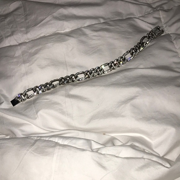 Silver tone anklet pave rhinestone - Picture 1 of 7